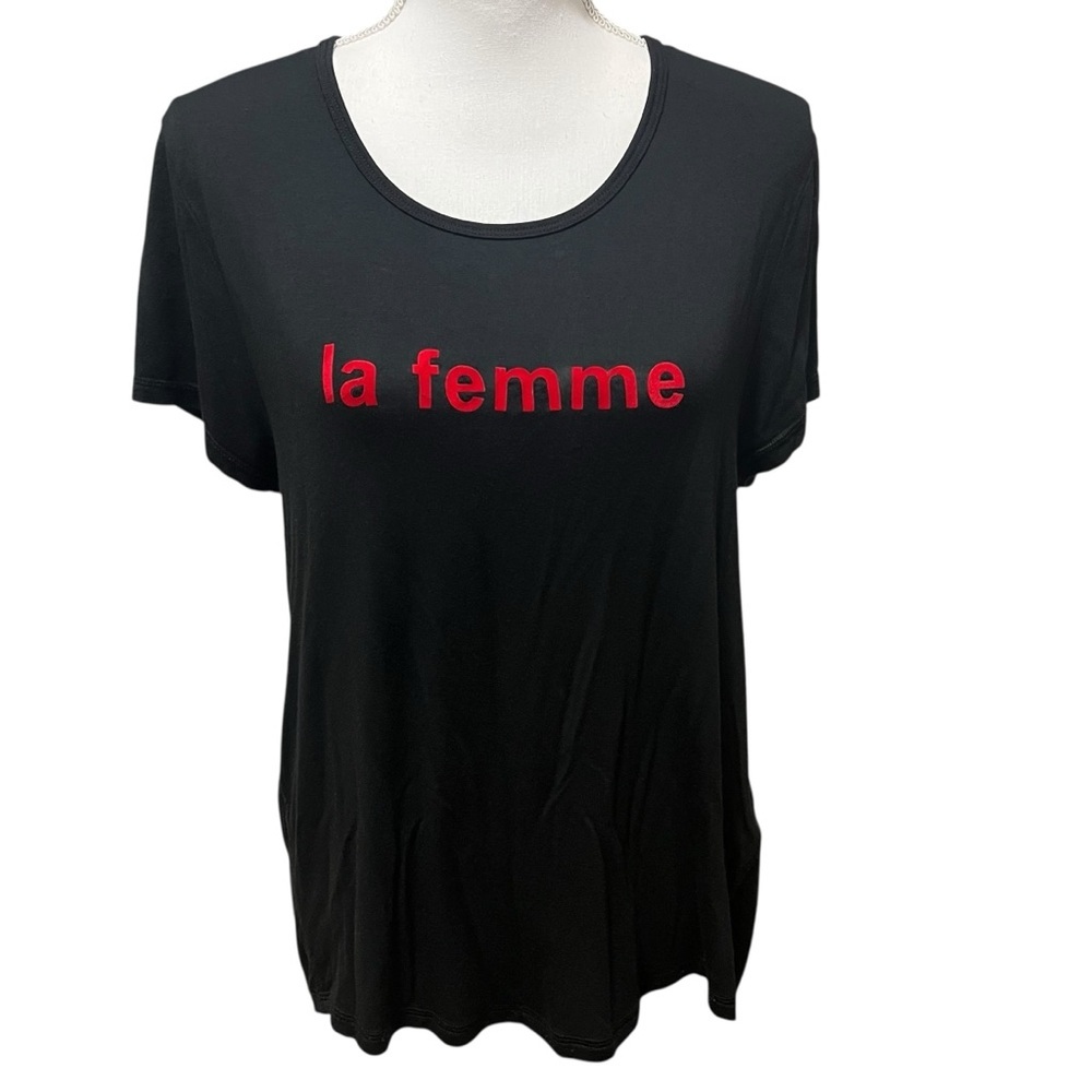Gottex Le Femme Black Short Sleeve T Shirt‎ Large Modal  Spandex Woman Empower